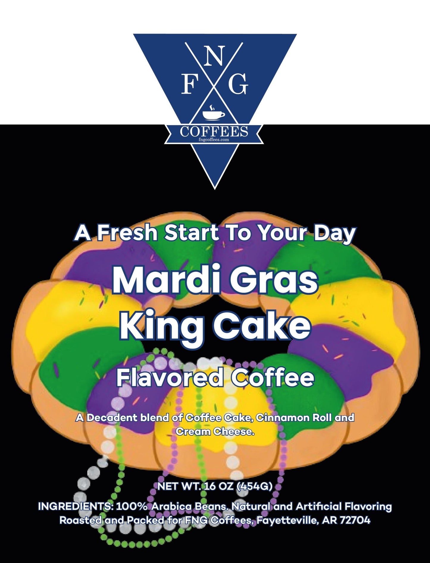 Mardi Gras King Cake- Flavored Coffee DECAF