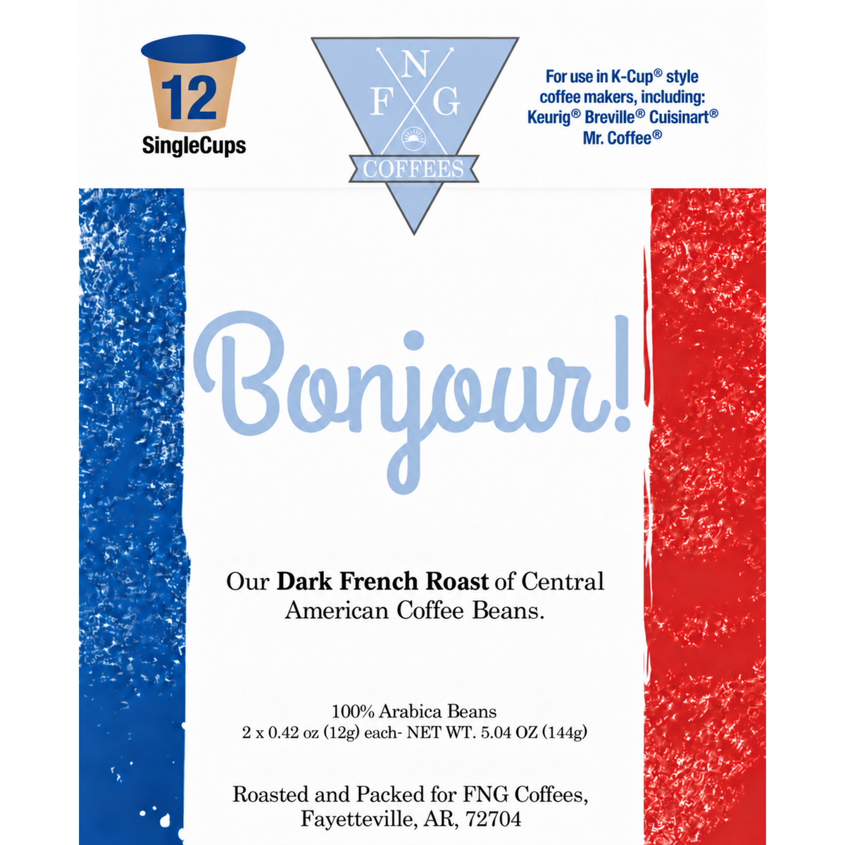 Bonjour French Roast- 12 Pack K Cups- DECAF