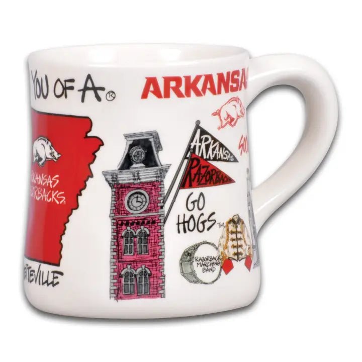 Arkansas Razorbacks Icon Campus Ceramic Mug- 16 oz