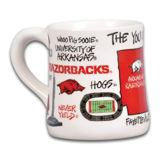 Arkansas Razorbacks Icon Campus Ceramic Mug- 16 oz
