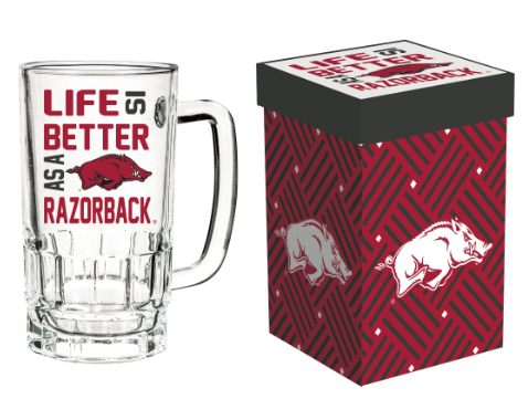 Life is Better as a Razorback Glass Tankard Glass Mug- 18oz