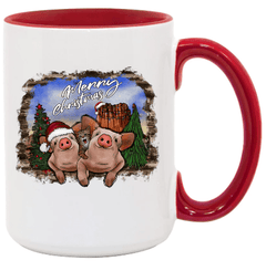Merry Christmas Hogs Ceramic Coffee Mug- 15 oz- Collection