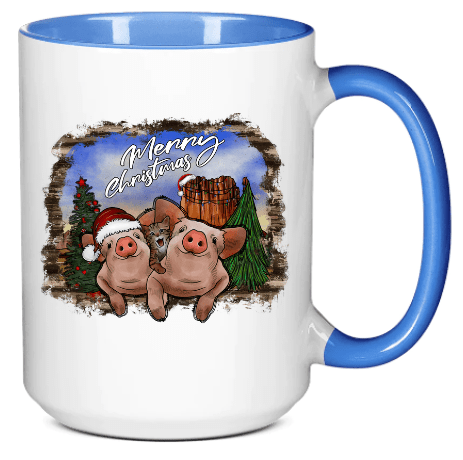 Merry Christmas Hogs Ceramic Coffee Mug- 15 oz- Collection