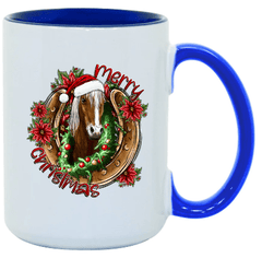 Merry Christmas Horse Ceramic Coffee Mug- 15 oz- Collection