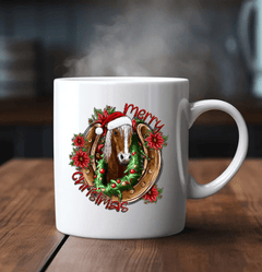Merry Christmas Horse Ceramic Coffee Mug- 15 oz- Collection