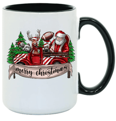 Merry Christmas Santa w/ Football Ceramic Coffee Mug- 15 oz- Collection